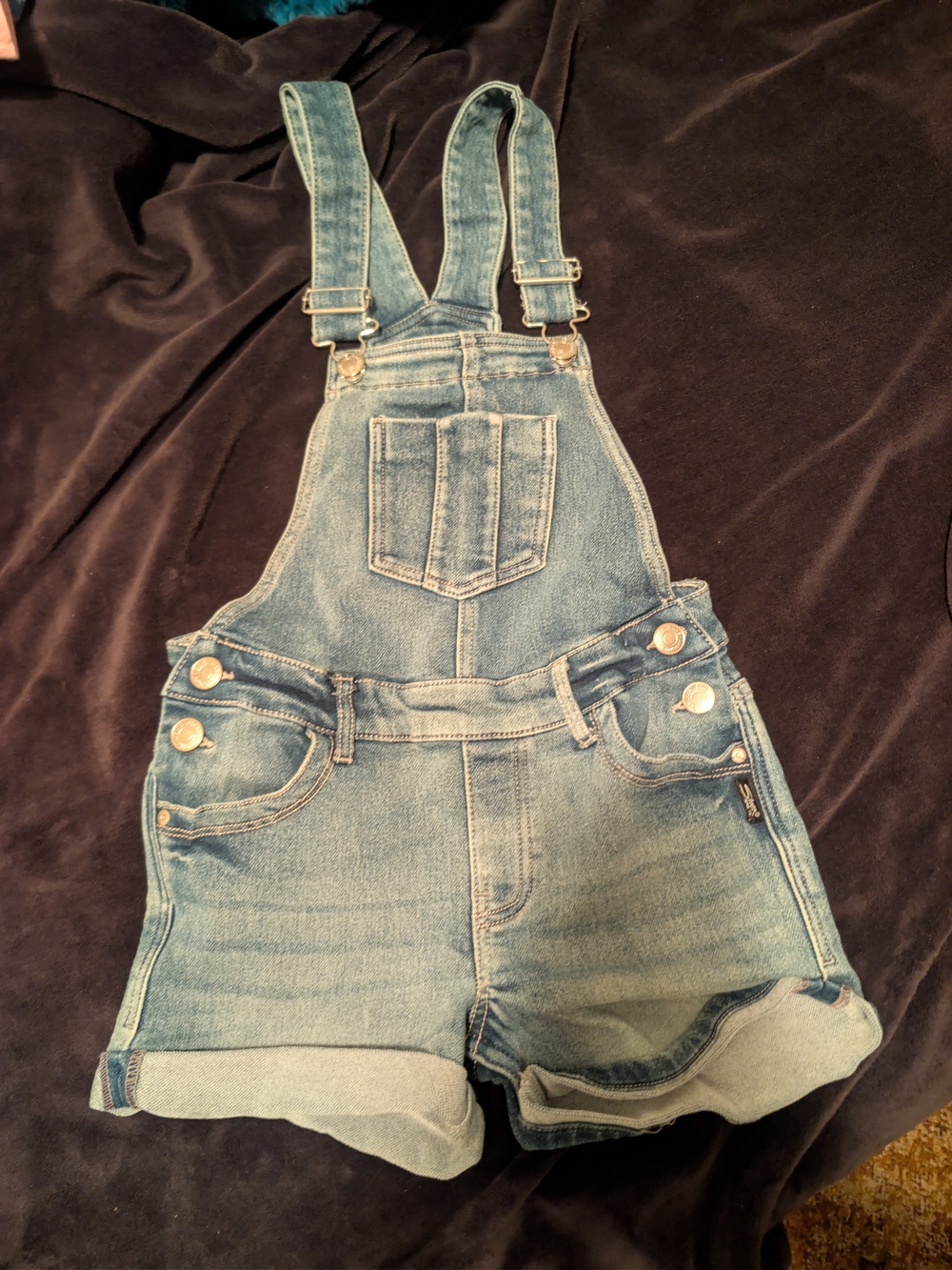 Denim Short Overalls - Light Blue Womens Shorts
